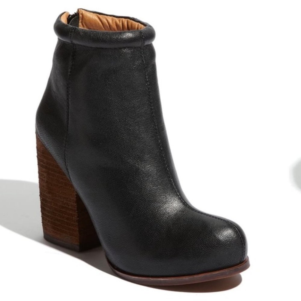 Jeffrey Campbell Rumble Black Leather Ankle Boots